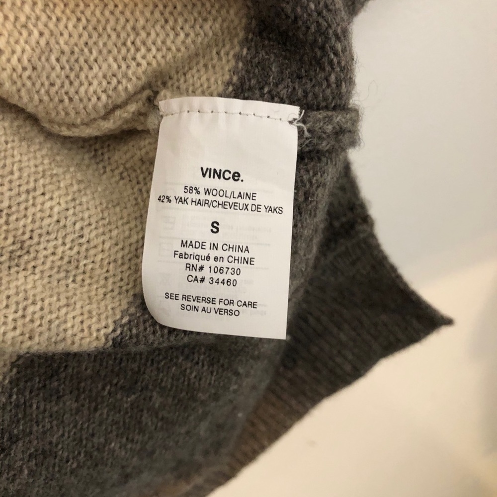 VINCE Yak & Wool Striped Winter Sweater Nude Color - Picture 4 of 4